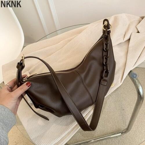 Women Soft Leather Handbags High Quality Vintage Crossbody Bags for Women Solid Chains Shoulder Bags Female Sac A Main New