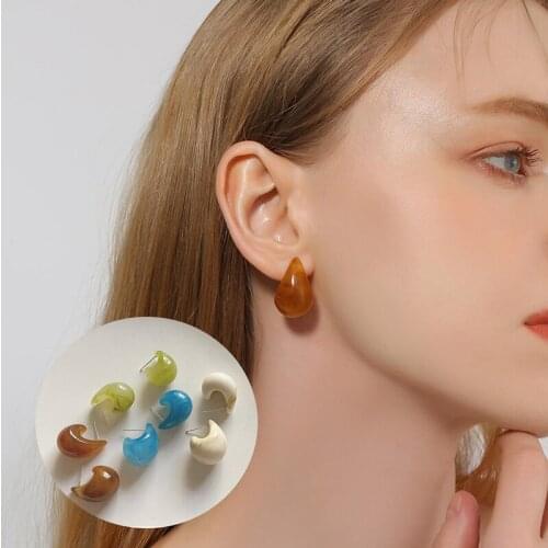 Fashion Trendy Colourful Resin C-Shape Geometric Drop Earrings for Women Simple Personality Style Jewelry Gifts To Friends