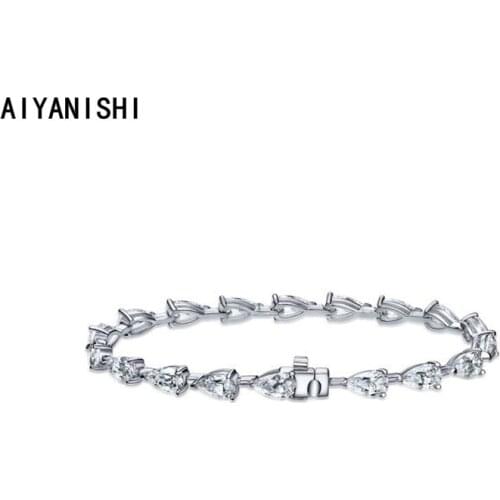 AIYANISHI 925 Sterling Silver Pear tennis bangle bracelet for women wedding fashion luxury bracelets christmas gift jewelry
