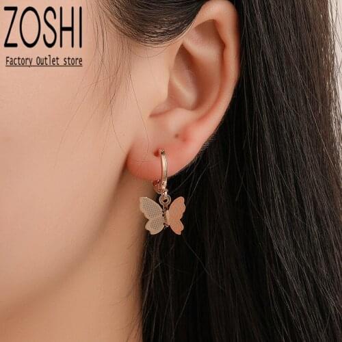 Cute 1pair Fashion Bohemian punk Earrings Jewelry gold & silver color butterfly shape Stud Earrings Best Gift for Women Girl