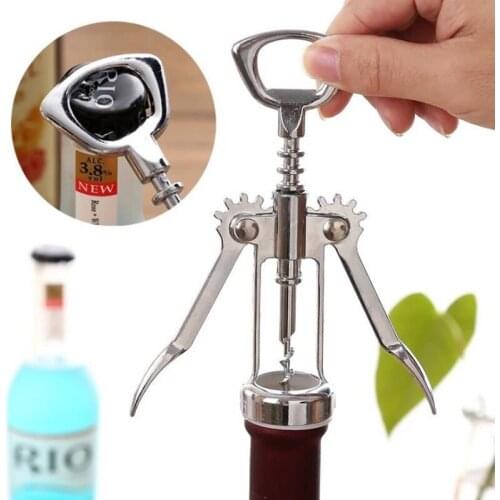 1 pcs Portable Stainless Steel Red Wine Opener Wing Type Waiter Metal Wine Corkscrew Bottle Handle Openers Corkscrews