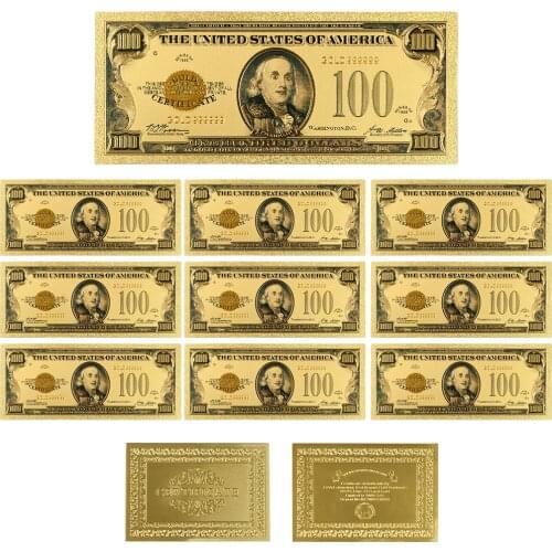 10 Pcs/lot 1928 Year Colorful Gold Banknote Creative 100 Dollar Fake Money Hot Sale Paper Money Souvenir Gifts Freeshipping