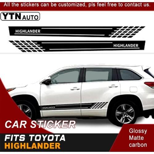 2pcs Car Decals For Toyota Highlander Side Door Stripe Vinyl Decal Graphic Sticker Kit For Toyota Highlander 2016 Accessories