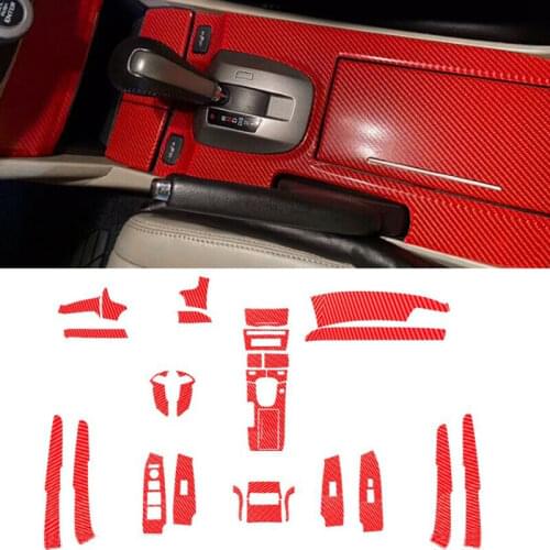 29pcs Red DIY Carbon Fiber Style Interior Decor Kit Part Trim Cover Sticker Film Fit for Honda Accord 2008 2009 2010 2011 2012