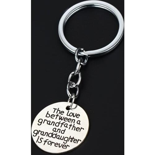 36PC The Love Between A Grandfather And Granddaughter Is Forever Keyring Round Pendant Charm Keychain Women Men Family Xmas Gift