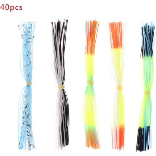 40 Pcs/Strands Fishing Skirts Silicone Rubber Jig Squid Lure Spinner Bait Thread Fishing Tool Accessories