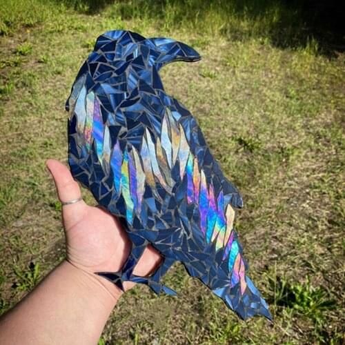 Northern Lights Raven Acrylic Window Decor Stained Window Hanging Suncatcher Pendant Mysterious Crow Witch Ornaments-ABUX