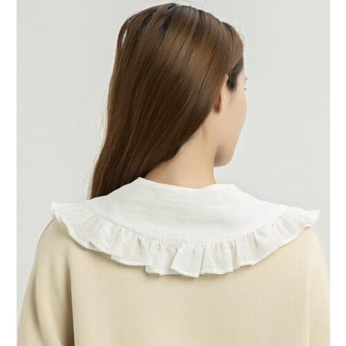 White Shawl Doll Fake Collar Female Ruffled Trim Detachable Half Shirt Scarf Q1QA