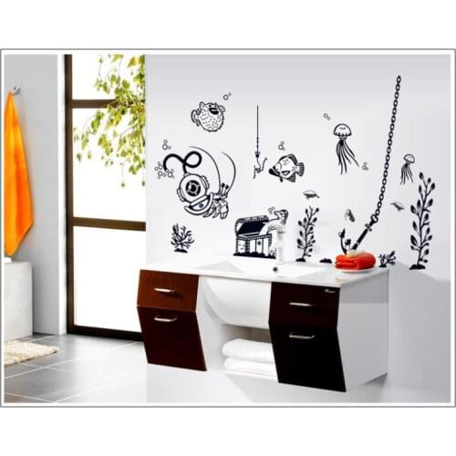 Free Shipping 1pcs Hot 60*90cmRemovable Wall Stickers sea Animals room bathroom nursery home decor decals Pvc Stickers