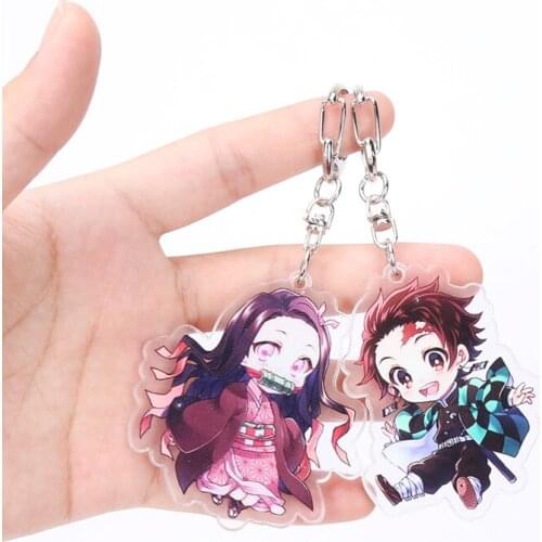 Anime Demon Slayer keychains Kimetsu no Yaiba Kamado Tanjirou Cosplay pendant Kamado Nezuko Acrylic lovely key chain figure toy