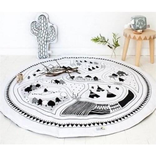 Baby Crawling Blanket Cotton Children Padded Play Mat Round Carpet Play Rug Kids summer quilt Kids Game Mats