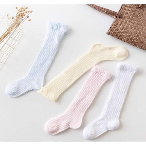 Boys Girls Knee High Socks Cute Long Tube Kids Sokken Summer Baby Knee Socks Mesh Thin Tube Boys Girls Cotton Socks