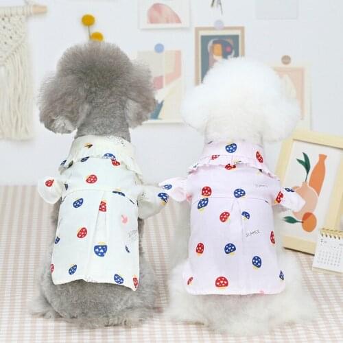 T-shirt Costume Pet Dog Summer Thin Print Mushroom Shirt Cute Princess Skirt Soft Puppy Skirt Chihuahua Teddy Cat Pet Clothes