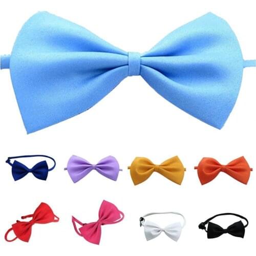 Pet Bow Tie Lovely Decorative Nylon Solid Color Adjustable Dog Cat Bowknot Necktie for Shopping