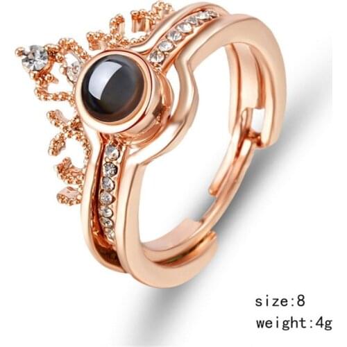 Engraved I LOVE YOU In 100 Languages Rings Rose Gold Fashion Romantic Love Memory Wedding Women Jewelry For Lover Gift