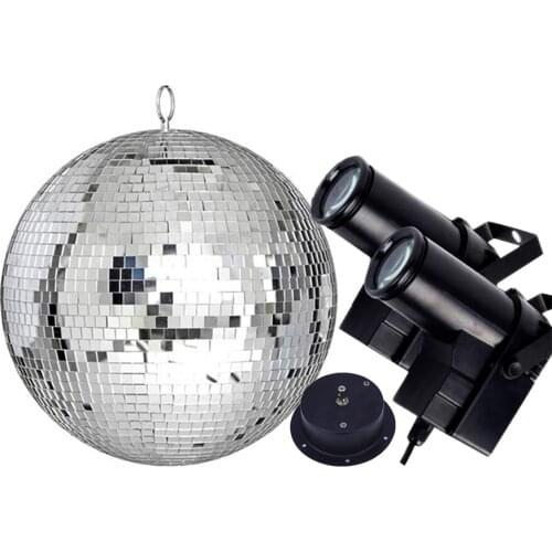 2PCS 10W RGB Beam Pinspot Spotlight And Motor Reflective Glass Rotating Disco Mirror Ball Decoration Home Party Bar Stage Lights