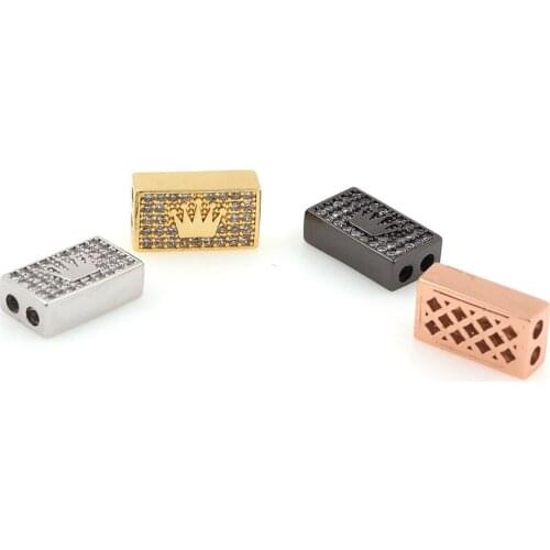 CZ Micro-Pavé Crown Beads, Crown Brand Bracelet, Suitable For DIY Jewelry Crafts 7.9x13.8x4.3mm