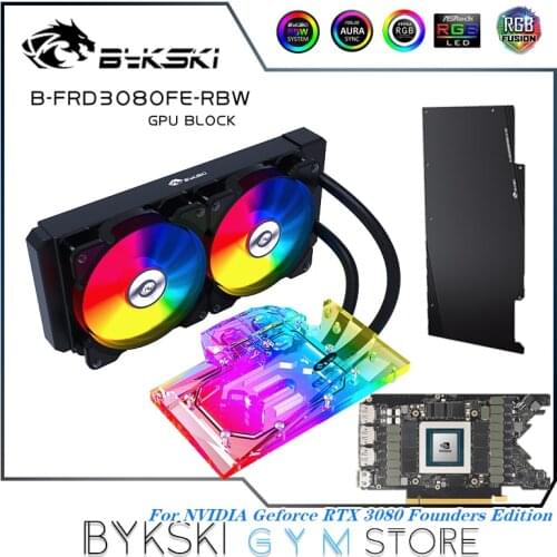 Bykski AIO GPU Cooler RGB For NVIDIA Geforce RTX 3080 Founders Edition, VGA Liquild Water Cooling Kit 5V SYNC, B-FRD3080FE-RBW
