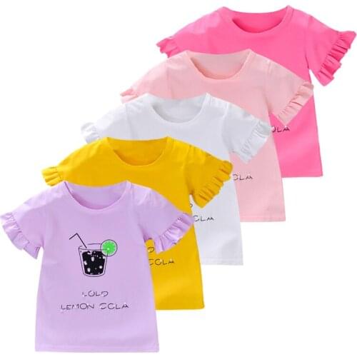 Baby Summer T Shirt Cute Cup Printed Tops Tees Kids Children Casual Clothing Cotton T-shirt For Girls99