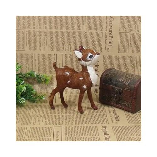 Simulation cute small sika deer 14x11x5cm model polyethylene&furs deer model home decoration props ,model gift d631