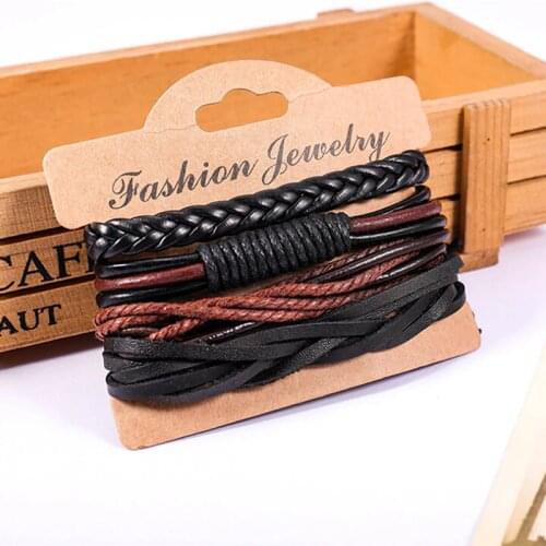 New arrived Fashion Charm Leather Mens Bracelets Popular boys DIY Handmade Cross Bracelets