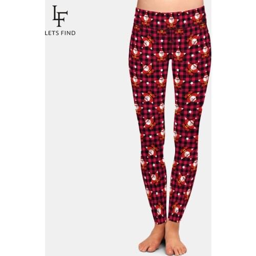 LETSFIND 2021 New Merry Christmas Print Women Pant High Waist Plus Size Fitness Slim Soft Stretch Warm Full Leggings