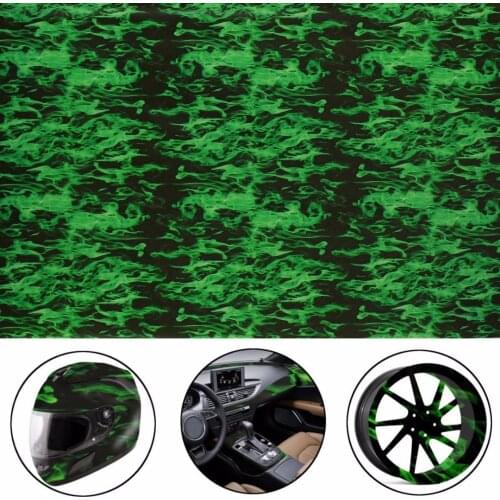 New 150Cm Green Fire Hydrographic Water Transfer Film Hydro Dipping Print Car