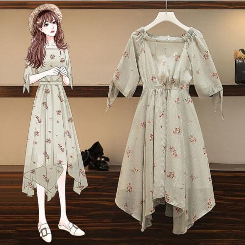 2021 New Summer Dress Foreign Style Dress Large Size Womens Wear Age Reduction Slimming Belly Fashion Dress