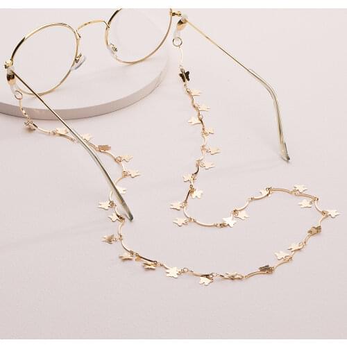 GOLD PLATED DELICATE BUTTERFLIES GLASSES CHAIN