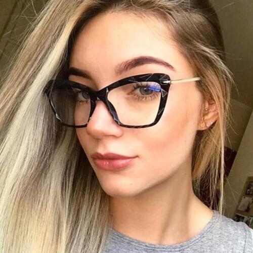 New Cat Eye Men Women Fashion Plain Glasses Frame Vintage Eyewear Clear Lens Metal Frames female Lunette