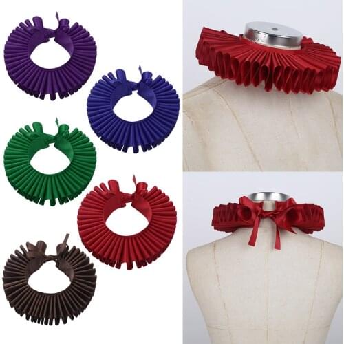 Fake Collar Renaissance Elizabethan Vintage Ruffle Neck Collar Clown Choker Victorian Costume Halloween Cosplay Accessories