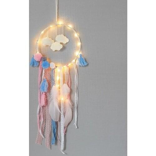 Handmade LED Light Wind Chimes Charm Dream Catcher for Home Hanging Pendant