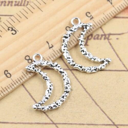 20pcs Charms Hollow Irregular Moon 23x16mm Tibetan Silver Color Pendants Antique Jewelry Making DIY Handmade Craft