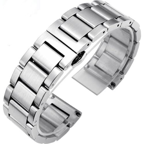 Stainless Steel Watchband Polished Matte Deployment Buckle Replacement Bracelet Watch Band Strap Blue Gold18mm 20mm 22mm 24mm