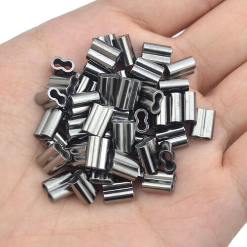 Fishing Crimp Sleeves 100pcs Copper Double Round Fishing Line Crimping Tube Wire Crimp Connector