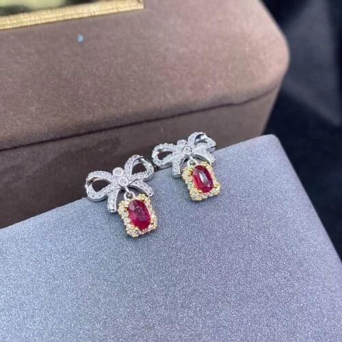 100% Natural and Real Ruby Earring Natural And Real 925 sterling silver Rubby Earring Fashion Ring