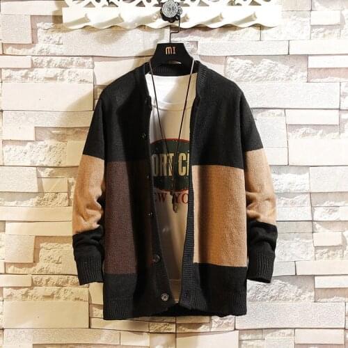 Vintage Sweaters Men Cardigan Casual Wool Patchwork Lazy Style Coat Loose Knitted Sweater Cardigan Oversized Male Dropshipping