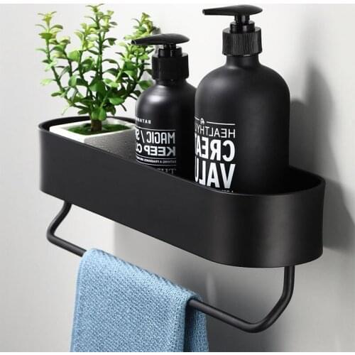 Bathroom towel rack 30-50cm Lenght Kitchen Wall Shelves Shower Basket Storage Rack Towel Bar Robe Hooks Bathroom Accessories