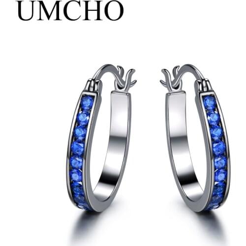 UMCHO Silver 925 Clip Earrings For Women Sky Blue Topaz Gemstone Wedding Engagement Fine Jewelry Valentines Gift