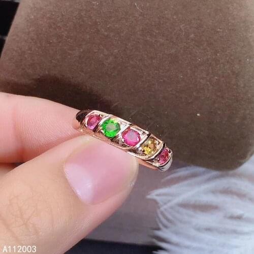 KJJEAXCMY fine jewelry 925 sterling silver inlaid natural tourmaline new Female ring fashion Support Detection