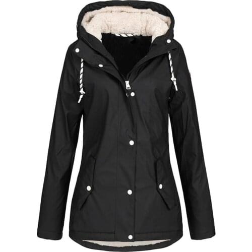 Winter Plus Size Hoodies Women Plush Coat Thick Button Pocket Warm Hooded Coat Woman Black Coat Womens Winter Parkas