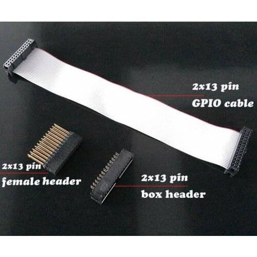 2 sets/ lot PERFECT Match GPIO Ribbon Cable 2x13 pin for Raspberry Pi Set with 2x13 Stackable Header and 2x13 Box Header