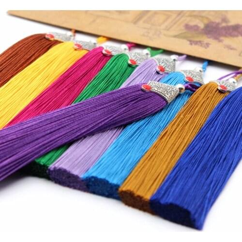 5Pcs Fish mouth tassel ice silk polyester metal cap bookmark hanging ear diy jewelry decoration accessories Chinese knot tassel