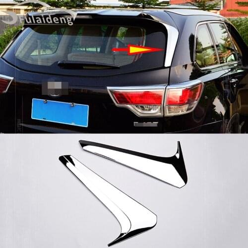 2pcs For Toyota Highlander 2014-2019 ABS Chrome Rear Window Spoiler Triangle Decoration Trim Car Styling Accessorie