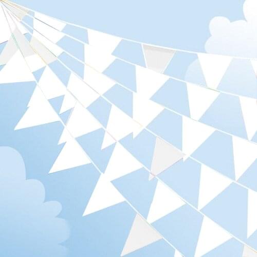 40M 130 Feet Full Red Blue White Triangular Fabric Outdoor Party Decorations Wedding Shop Street Buntings Flags Pennant Banner