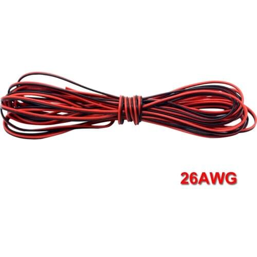 5M/Lot Red Black 2Pins 26AWG LED Extension Thinned Copper Wire Cable with wire cross-section 0.1 PVC Insulated Wire for Car