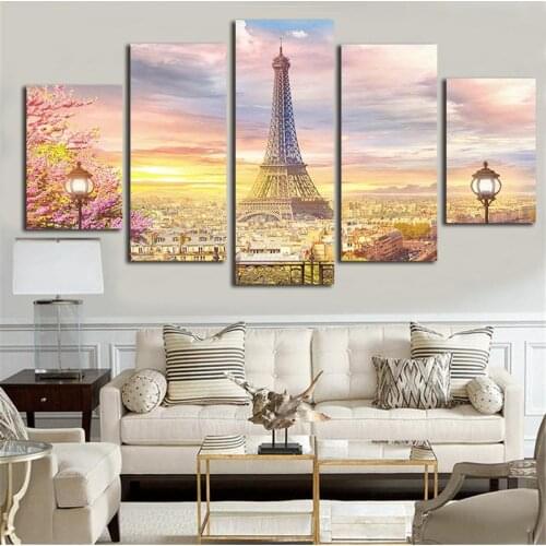 5 Piece Wall Art Painting Ramantic Paris Tower Modern Home Decor Wall Decor HD printed On Canvas Drop Shipping
