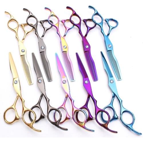 6.0'' 17.5cm Customized Logo 440C Barber Scissors Cutting Shears Thinning Scissors Professional Hair Scissors Set of Tool C1011
