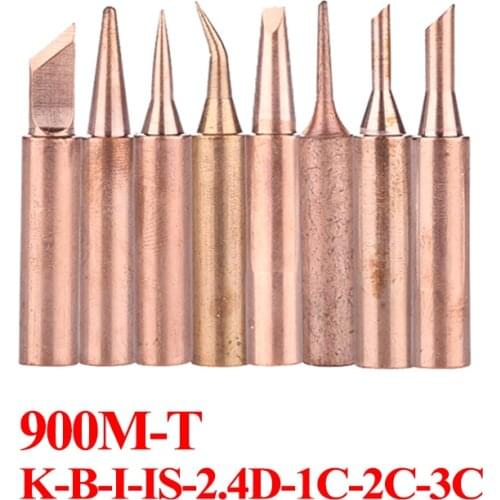 8Pcs/lot 900M-T Pure Copper Soldering Tip 900M-T-I 900M-T-K Solder Iron Tip Soldering Accessories