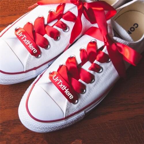 Custom Text Satin Ribbon Shoelaces Personalized Name Bridal Shoelaces Wedding Gift Flat Shoelaces Multi Colors Satin Shoelaces